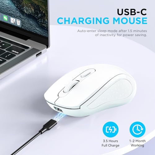 Ratón Bluetooth blanco para iPad y portátil, ideal para trabajar en cafeterías sin cables 4