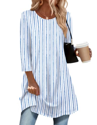 Image of Zeagoo Women Tops 3 /4 Sleeve Dressy Casual Plus Size Tunics Loose Blouses