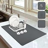 Coffee Maker Mat for Countertops - Absorbent Draining Mat Dark Grey