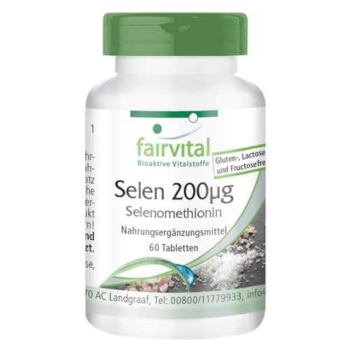 Fairvital | Selenio 200µg - Seleniometionina - Dosis elevada- 60 Comprimidos - Calidad Alemana