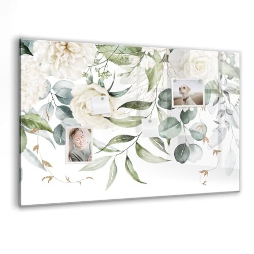 Tableau magnétique en verre 90x60 cm Nature avec surface brillante et accessoires inclus
