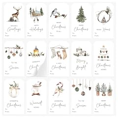 Winter Watercolor Christmas Woodland Gift Tags Stickers