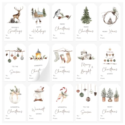 AUDREE 210 Pcs Christmas Gift Tags Sticker - Self Adhesive