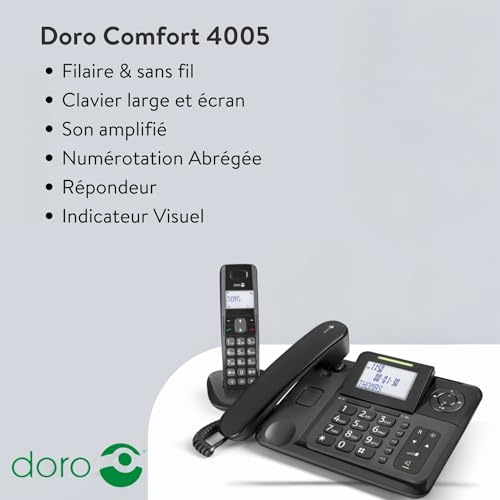 Doro Comfort 4005 Filairesans fil système de répondeur avec ID d'appelant DECT\\GAP + combiné supplémentaire - vue 2