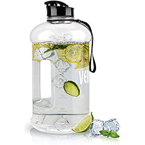 VENNERLI Water Bottle with Handle Portable Large Plastic Water Bottles for Adults BPA-free Half Gallon Water Bottle Reusable 2 Liter Water Jugs for Outdoor Hiking Fitness Travel Camping Cycling Cover