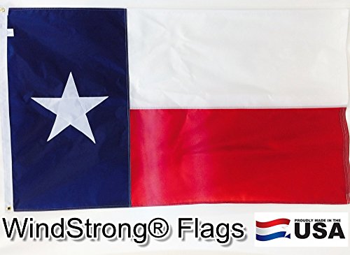 WINDSTRONG 4x6 FT Sewn Texas Flag (Double Sided) SolarMax Nylon Lone Star State Sewn Applique Star and Sewn Stripes Reinforced Corners Made in USA
