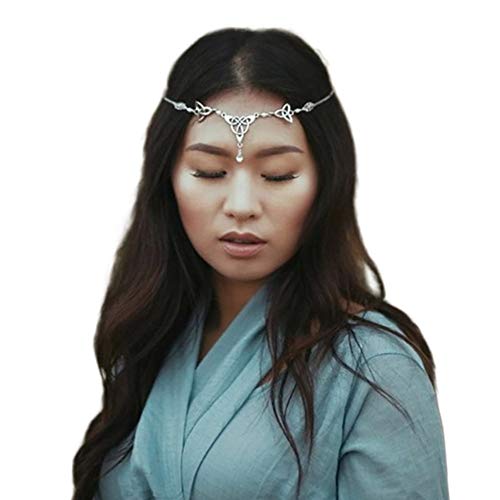 Fdesigner Gothic Head Chain Crystal Pendant Headpieces Gypsy Halloween Hair Pieces Jewelry Boho Hairband For Women And Girls (Silver) #TOP11