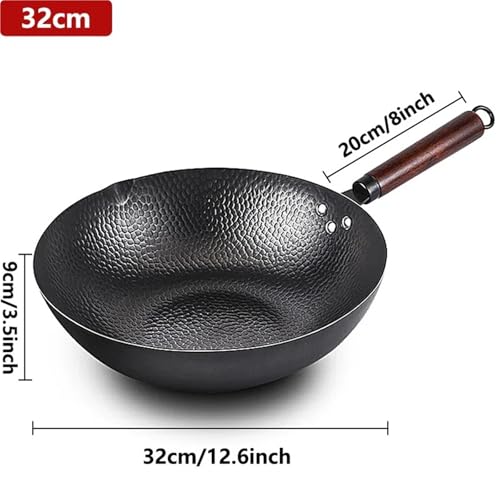 Wok Pan de acero carbono 32 cm sin recubrimiento químico miniatura 2
