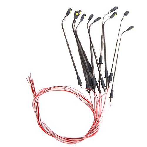 Générique Lot de 10pcs Modèle Lumière Lampadaire Seule Tête pour Maquette Train Disposition de Paysage 1:200