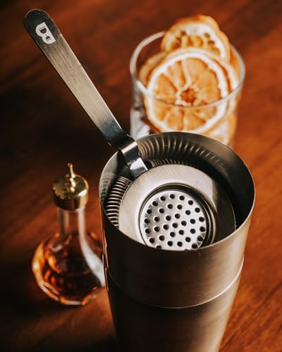 Hawthorne Julep Cocktail Strainer by Bull in China in Rainbow Chrome - Deluxe Hybrid Design With High Density Spring for Boston Shakers and Mixing Glasses for Bars & Bartenders