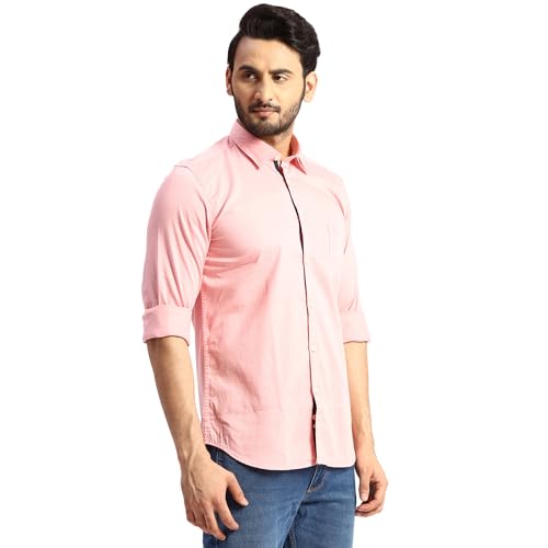 Image of Parx Men's Pure Cotton Solid Pattern Slim Fit Semi Cutaway Collar Full Sleeve Casual Shirt