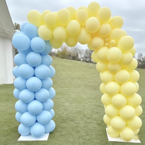Image of Regular Balloon Combo For Decoration with Glue Dots & Balloon Arch Strip - Party Decor Set For Easy Party Setup (BLUE YELLOW, 50)