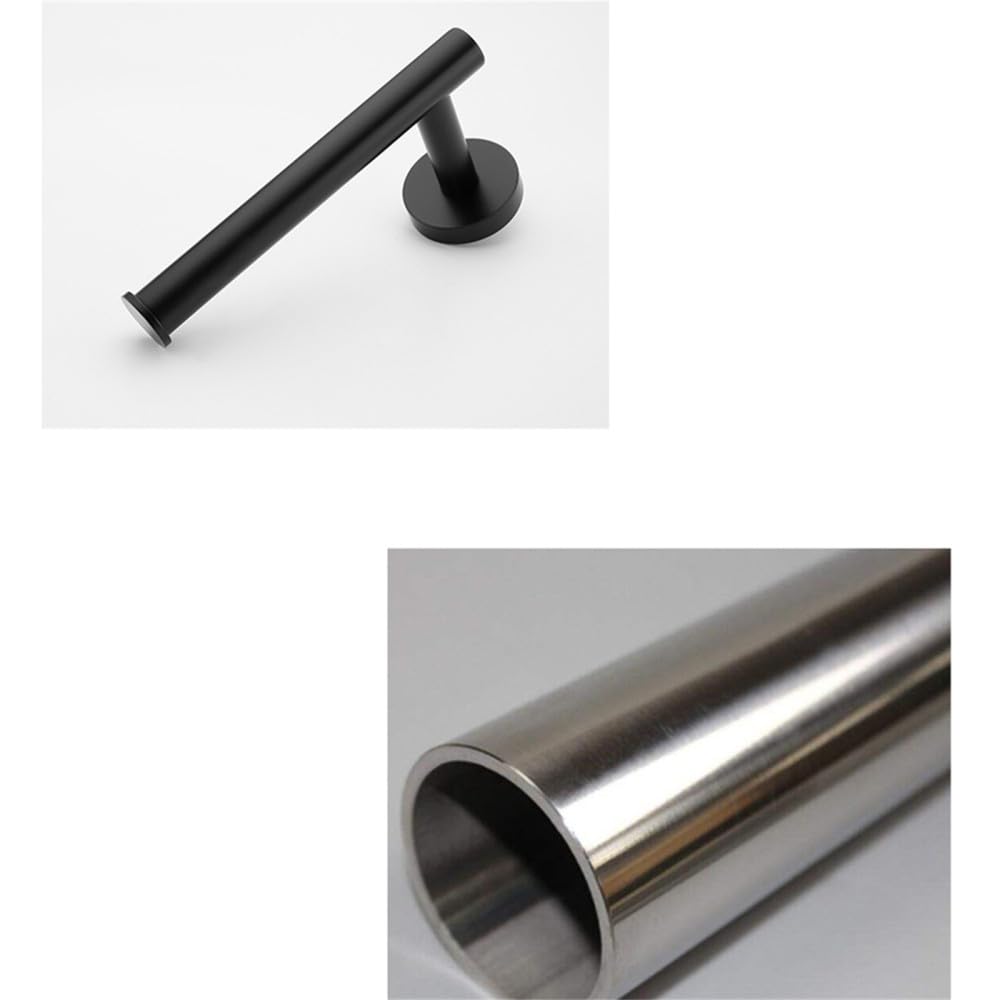 Accesorios de baño Juego de Hardware Kit de Toalla Montaje de Pared Matt Soporte de Papel higiénico Negro túnica de túnica Colgante de Acero Inoxidable, 15