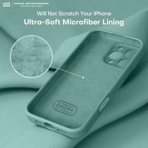 Image of LOVE 3000 Designed for iPhone 16 Pro Max Case, Premium Silicone with [Soft Anti-Scratch Microfiber Lining] Shockproof Protective Phone Case for Holsters 6.9 inch, Pine Green