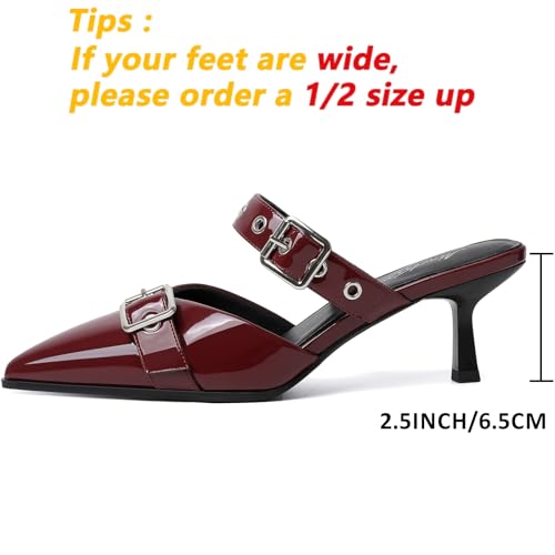 Image of Mostrin Kitten Heels for Women Pointed Closed Toe Heels Vintage Stiletto Dressy Pumps Shoes for Office Work Party