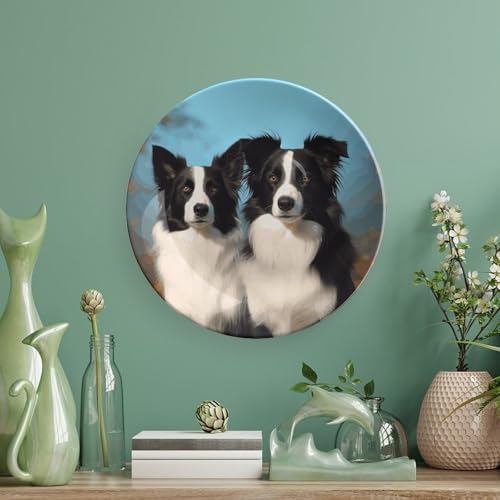 Plato decorativo borde Collie en porcelana 6 in miniatura 5