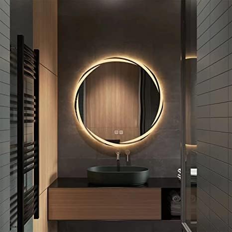 ALFA Design LED Light Mirror for Bathroom 3 Color Modes 24"x24" Mirror with Lights Round Silver Decorative Mirrors for Wall (Wave)-image-28
