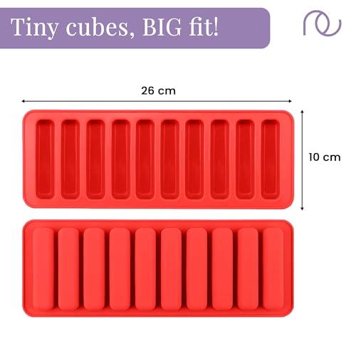 Image of Frenchware Multipurpose Ice Cube Tray Mould with 10 Cavity Mould, Red | Small Rectangle Shapes, For Cocktail, Whiskey, Coffee, Fruit Juice