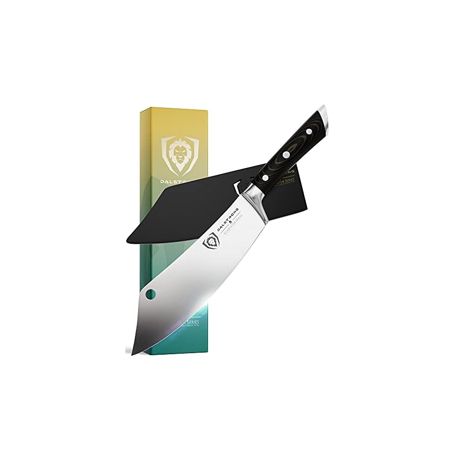 Dalstrong Chef & Cleaver Knife - 8 inch - The Crixus - Gladiator Series Elite - German HC Steel - Hybrid Razor Sharp Kitchen Knife - Black G10 Handle - w/Sheath - Chef Knife - NSF Certified