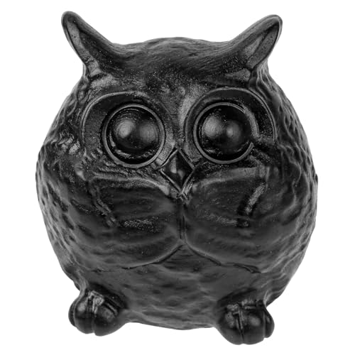SUNYIK Geschnitzte schwarze Obsidian-Eule, Steinvogel-Figuren,...