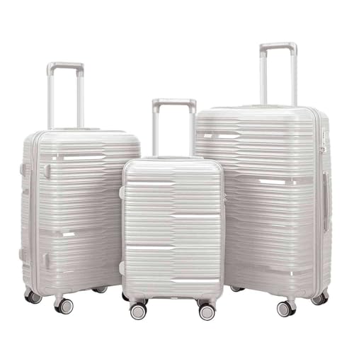 QWAXTRIW Qwaxtriw Suitcase Set PP Material Trolley Case Silent Universal Wheel Cabin Suitcase Trade Case Large Capacity Suitcase Three Piece Set (Pink)