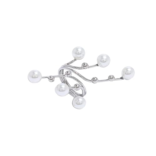 Miniatura 10 de Handmade Pearl Ring Stacking Pearl Statement Rings Adjustable Open Pearl Full Finger Ring Trendy Personality Pearl Cluster Jewelry for Women Girls