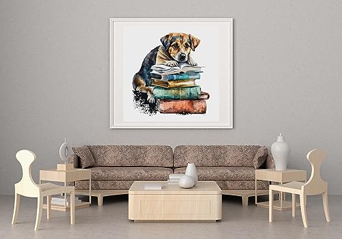Image of Moohue Stamped Cross Stitch Kits for Adults Beginners Animal Dog Counted Cross Stitch Kits for Adults Advanced 14 Count (Animal 7)