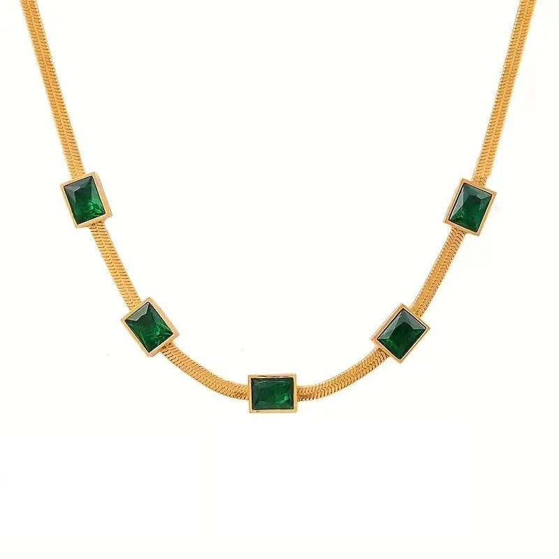 Purple Secret Faux Emerald Snake Bone Chain Necklace For Women, Luxury Emerald Stone Necklace, Birthday Gift for Girlfriend, Gift for Women, 18k Gold Plated Necklace, Gift For Sister (B0D8J5H33D) Amazon Price History, Amazon Price Tracker