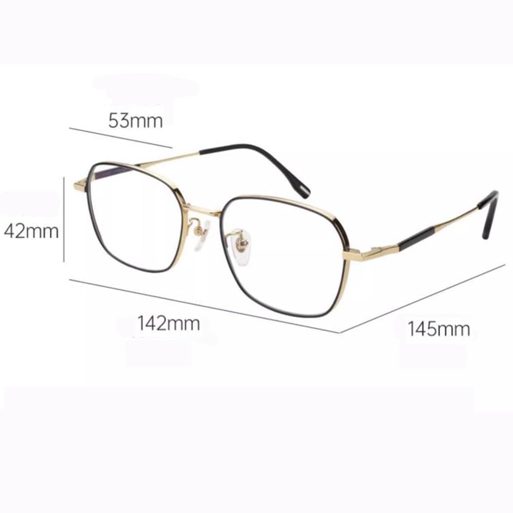 COKYIS Schwarz Gleitsichtbrille Klassische Lesebrille Quadratisch Multifokale Computerbrille Titan Presbyopie Sehhilfe Brille Superleichte Lesebrillen (Color : Gold, Size : +3.0)
