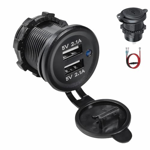 ԍڏ[d J[`[W[ ߍݎ p`[W[ LEDfBXvC AndroidΉ 12V/24V oCN/SUV/ATV/RVɂgp\ (USB-A(5V-2.1A)×2)