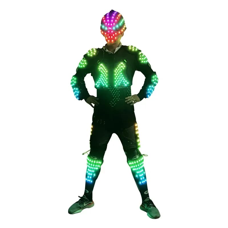 Earthradius LED robot kostium człowieka świecące ubrania świecące zbroja czaszka kask sceniczny taniec przedstawienie show przebranie