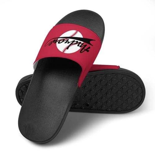Custom Sports Slides Personalized Slippers - Baseball Sandals Quick Drying Softball Slippers Indoor Outdoor,Gifts for Men Youth Boy (Black,Style 20)4