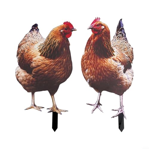 Shophubio Décoration de jardin en métal en forme de poule, panneau de poule en métal, mât de poule, décoration de jardin résistante aux intempéries (A+B)