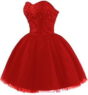 Tulle Beading Teens Prom Dress Short Lace Tulle Strapless Homecoming Dresses Puffy Evening Party Ball Gowns - Buy now