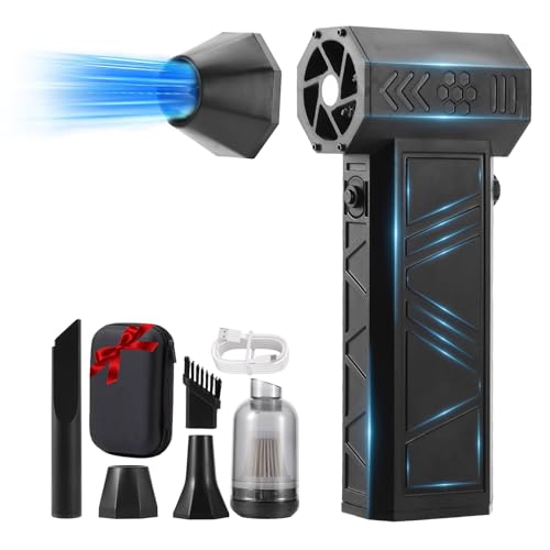 Electric Compressed Air Duster - 20,0000 RPM Rechargeable Cordless Turbo Blower, Portable Air Blower Gun for Cars, PC, Keyboard, Home & Outdoor Dust Cleaning (Replaces Compressed Air Cans)