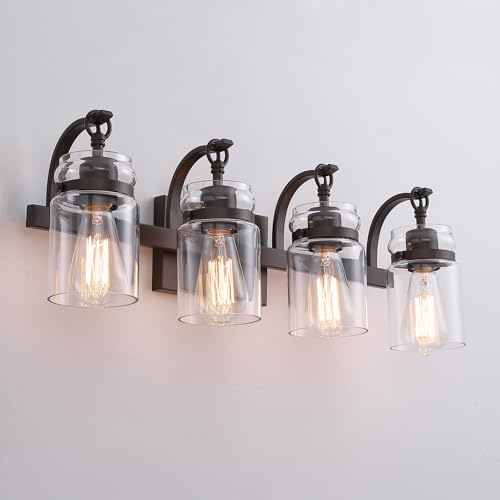 winsmart 4 Light Bathroom Vanity Light, Oil Rubbed Bronze Bathroom Light Fixtures Over Mirror...