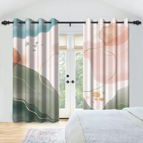 IKDZCM Cortina Minimalista con diseño geométrico Abstracto para Ventana, para Dormitorio, Hotel, Sala de Estar, Cocina, Resistente al Viento, Opacas (Ancho x Alto/2 x 127 x 240 cm)