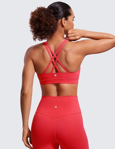 Image of CRZ YOGA Naked Feeling Strappy Sports Bras | Medium Support, Removable Pads, Yoga, Sleek, Scoop Neck, for Women