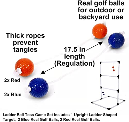 Goodlysports Strong Ladder Ball, Ladder Toss. Lawn Games And Yard Game With Real Golf Balls Of Red And Blue. Outdoor Games For Adults,Children And Family. #TOP3
