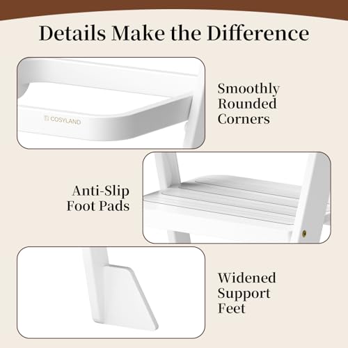 Cosyland Foldable Toddler Standing Tower, Adjustable Kitchen Step Stool with Protective Mesh, iF Award-Winning Bamboo Helper for Kids Ages 18 Months to 6 Years, White by COSYLAND - Image 6