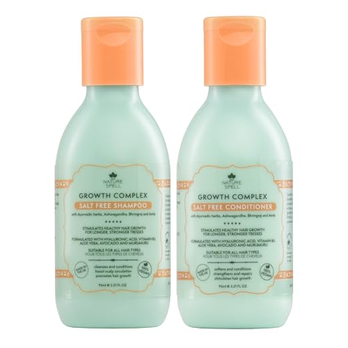 Nature Spell Hair Growth Travel Size Duo, Shampoo & Conditioner Set, Nourishing & Strengthening, Vegan, Set of 2, 95ml Each