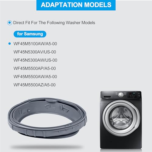 DC97-16140P DC97-19755A Washer Door Boot Seal Gasket Bellow Diaphragm for Samsung WF45N5300AV/US WF45M5500AP WF45M5500AW WF45M5500AZ WF45N5300AW WF45M5100AW, Replace AP6244163 4924624 PS11735181 by FHRHRY - Used condition - Image 2