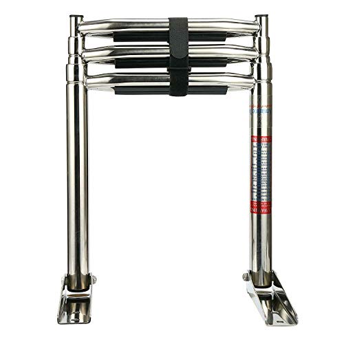 Amarine Made Boat Ladder, 3 Step Wide Steps Stainless Steel Telescoping Boat Ladder Swim Step More Durable Pedal (3 Step)