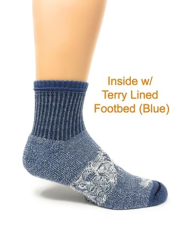 WARRIOR ALPACA SOCKS - All Day - Everyday - Terry Lined - Cushioned - All-Purpose Socks - Unisex (Large, Slate Blue/White - Quarter Crew)4