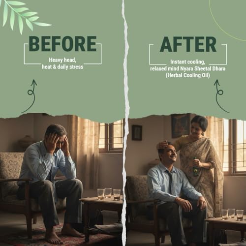 Image of NYARA Sheetal Dhara Ayurvedic Cooling Oil with Bhringaraj Brahmi Pudina Sat Kapoor Aloe Vera Essential Oils for Head Scalp and Body Massage 50ml (Pack of 3)