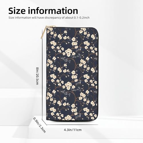 Elegant White Flowers (A) Print Wallet Women, Leather Bifold Multi Card Wallet, Long Purse Women's Wallets2