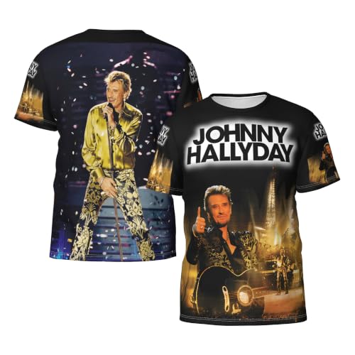 T-Shirt pour Homme Hallyday Tshirt Manches Courtes Noir Grande Taille
