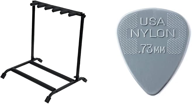 Rok-It Multi Guitar Stand Rack with Folding Design + JIM DUNLOP .73mm Nylon Guitar Picks