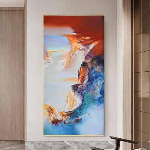 Peinture à l'huile art abstrait de montagne 60x120 cm sans cadre pour salon