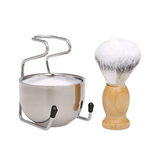 Andoer Conjunto de barbear masculino Escova de barbear + saboneteira + Base de descanso Kit de barbe